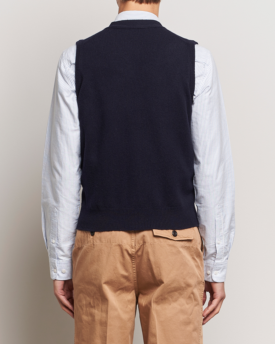 Heren | Truien | Drake's | Lambswool Vest Cardigan Navy
