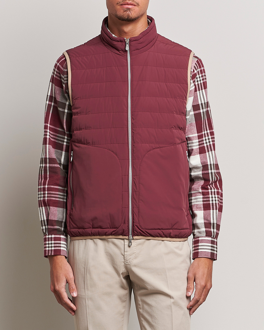 Heren | Gilets | Brunello Cucinelli | Nylon Down Vest Burgundy