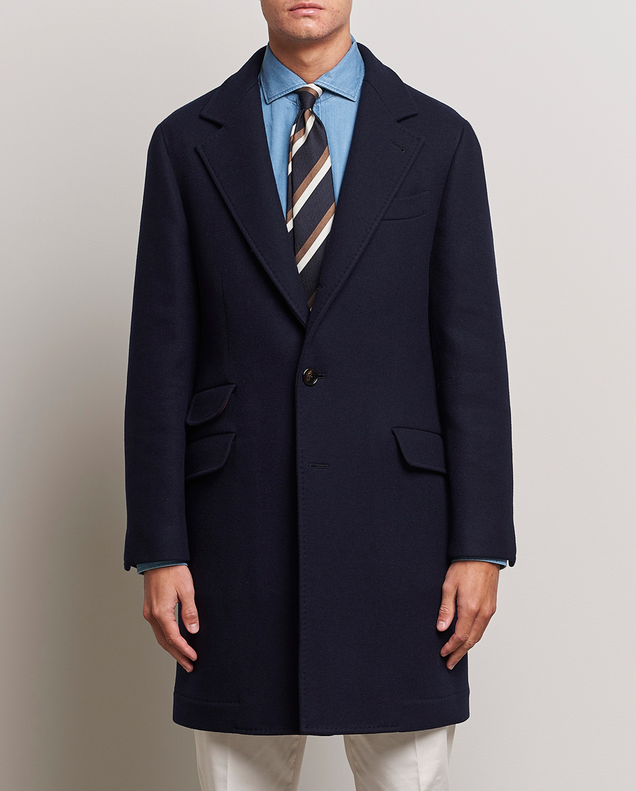 Heren | Brunello Cucinelli | Brunello Cucinelli | Wool/Cashmere Single Breasted Coat Navy