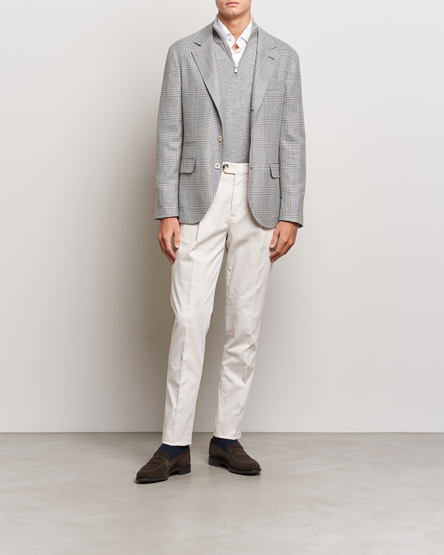 Heren | Blazers | Brunello Cucinelli | Prince Of Wales Check Blazer Pearl Grey