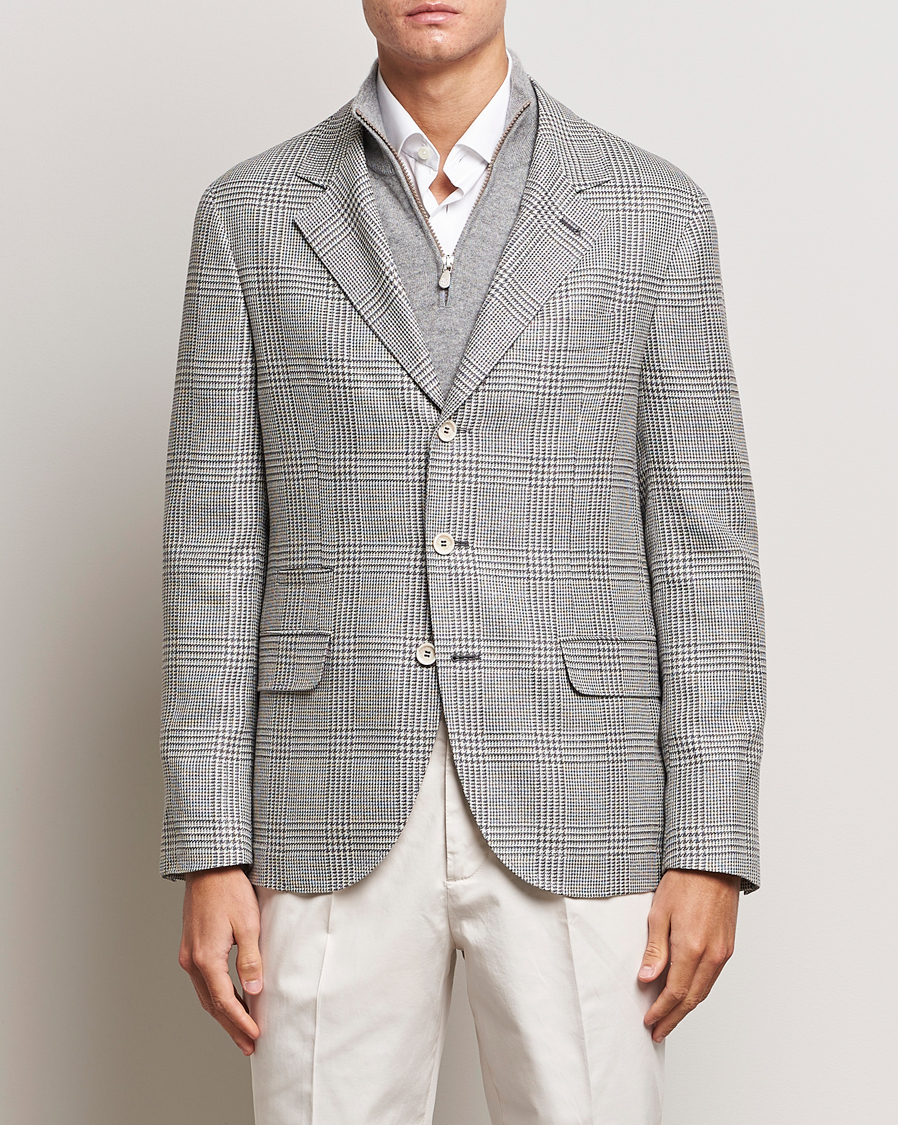 Heren | Blazers | Brunello Cucinelli | Prince Of Wales Check Blazer Pearl Grey