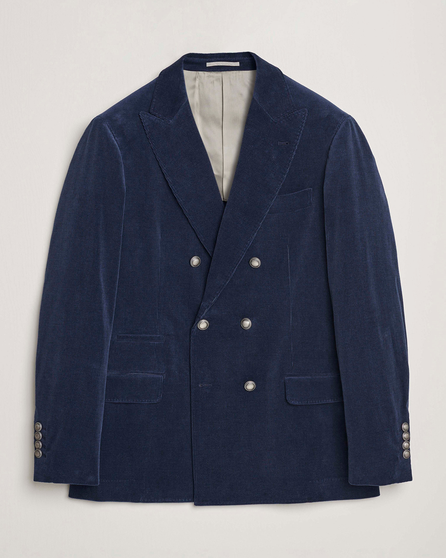 Heren | Blazers | Brunello Cucinelli | Double Breasted Corduroy Blazer Royal Blue