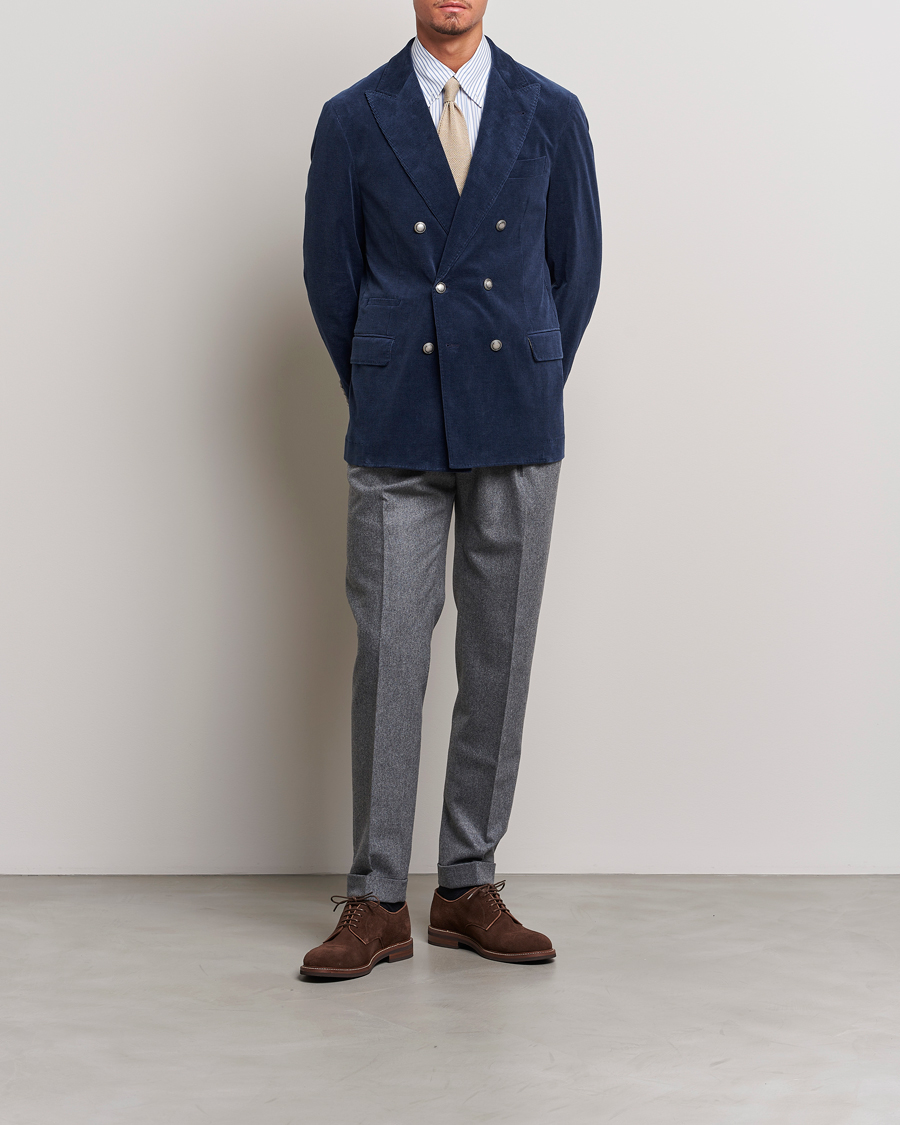 Heren | Blazers | Brunello Cucinelli | Double Breasted Corduroy Blazer Royal Blue