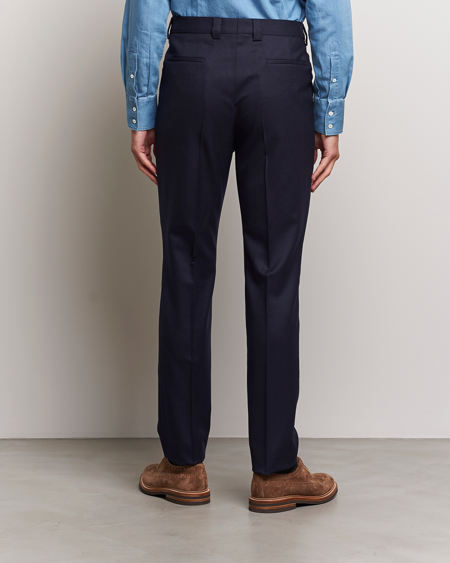 Heren | Broeken | Brunello Cucinelli | Slim Fit Pleated Flannel Trousers Navy