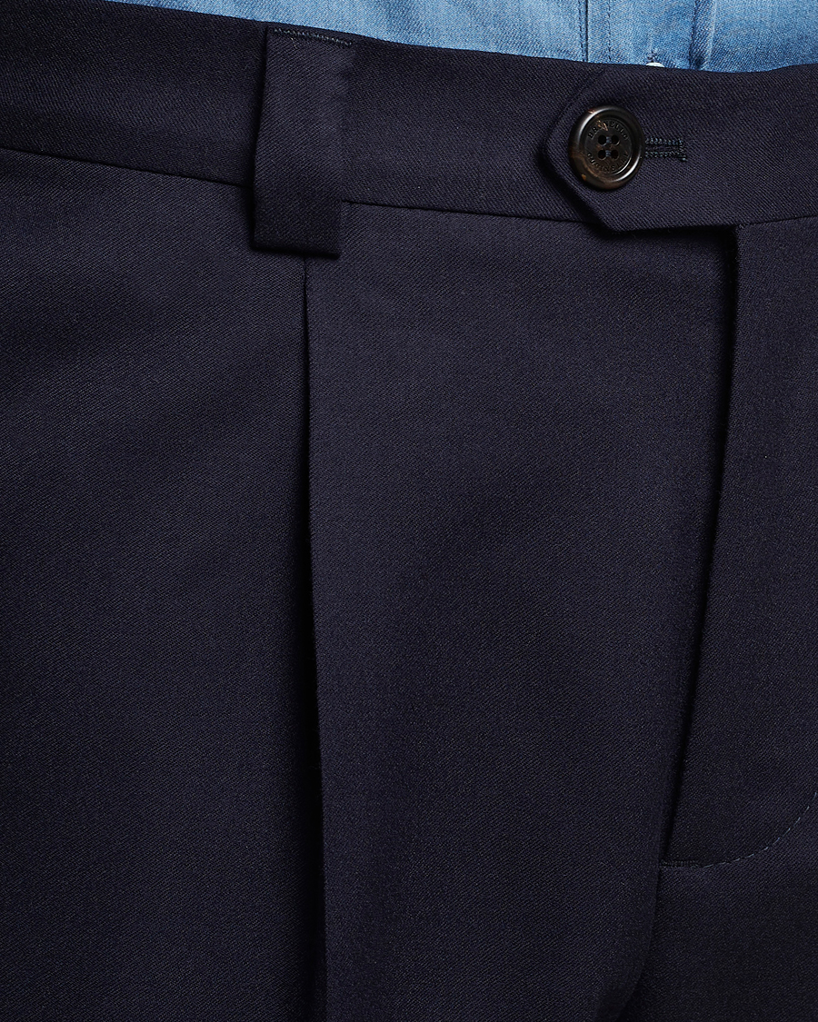 Heren | Broeken | Brunello Cucinelli | Slim Fit Pleated Flannel Trousers Navy