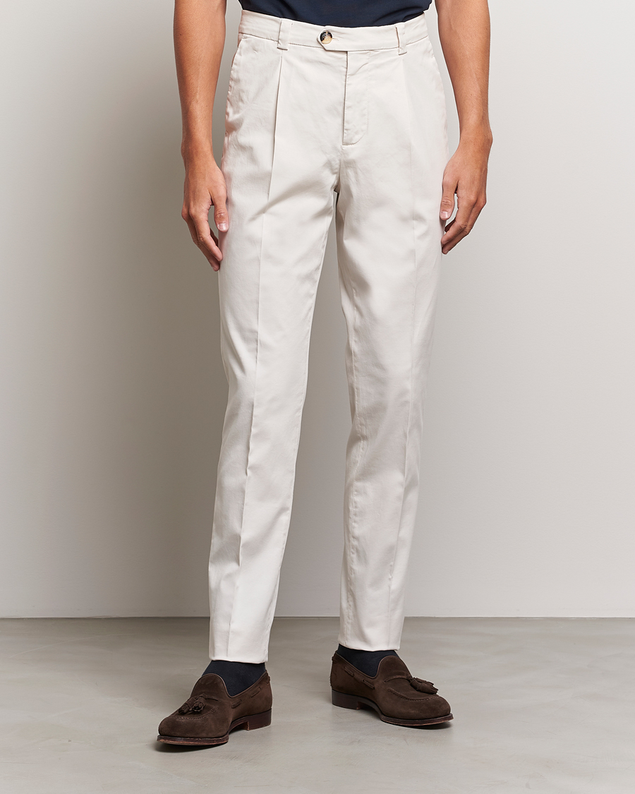 Heren | Brunello Cucinelli | Brunello Cucinelli | Slim Fit Pleated Trousers Off White