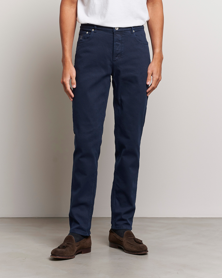 Heren |  | Brunello Cucinelli | Traditional Fit 5-Pocket Pants Navy