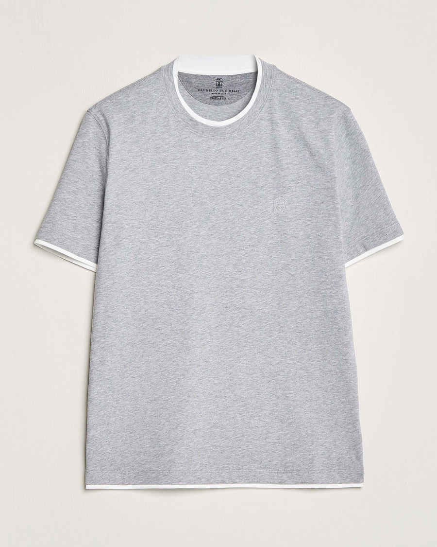 Heren | Brunello Cucinelli | Brunello Cucinelli | Short Sleeve Logo T-Shirt Light Grey