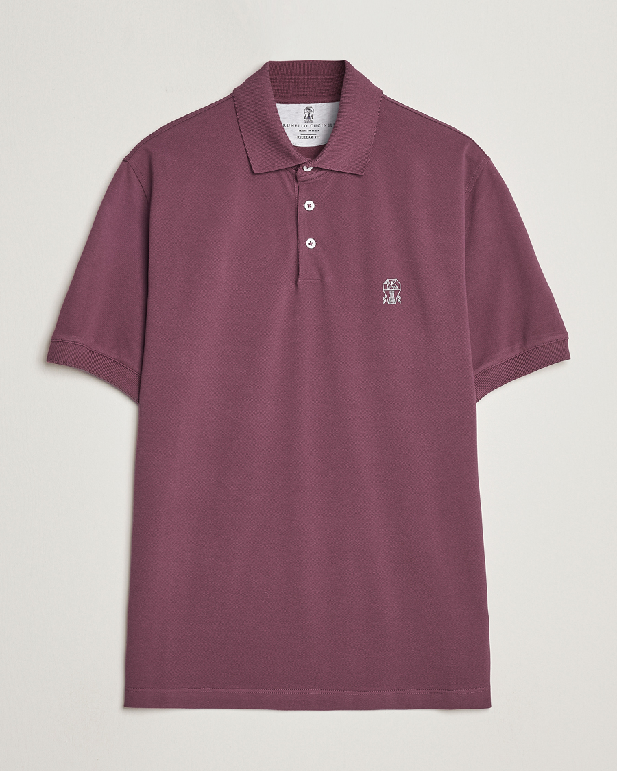 Heren | Polo's | Brunello Cucinelli | Short Sleeve Logo Polo Burgundy