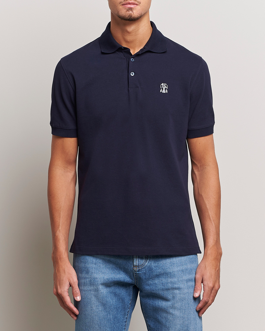 Heren | Brunello Cucinelli | Brunello Cucinelli | Short Sleeve Logo Polo Dark Blue