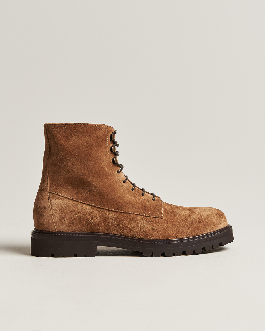 Heren | Handgemaakte schoenen | Brunello Cucinelli | Lace Up Boots Beige Suede