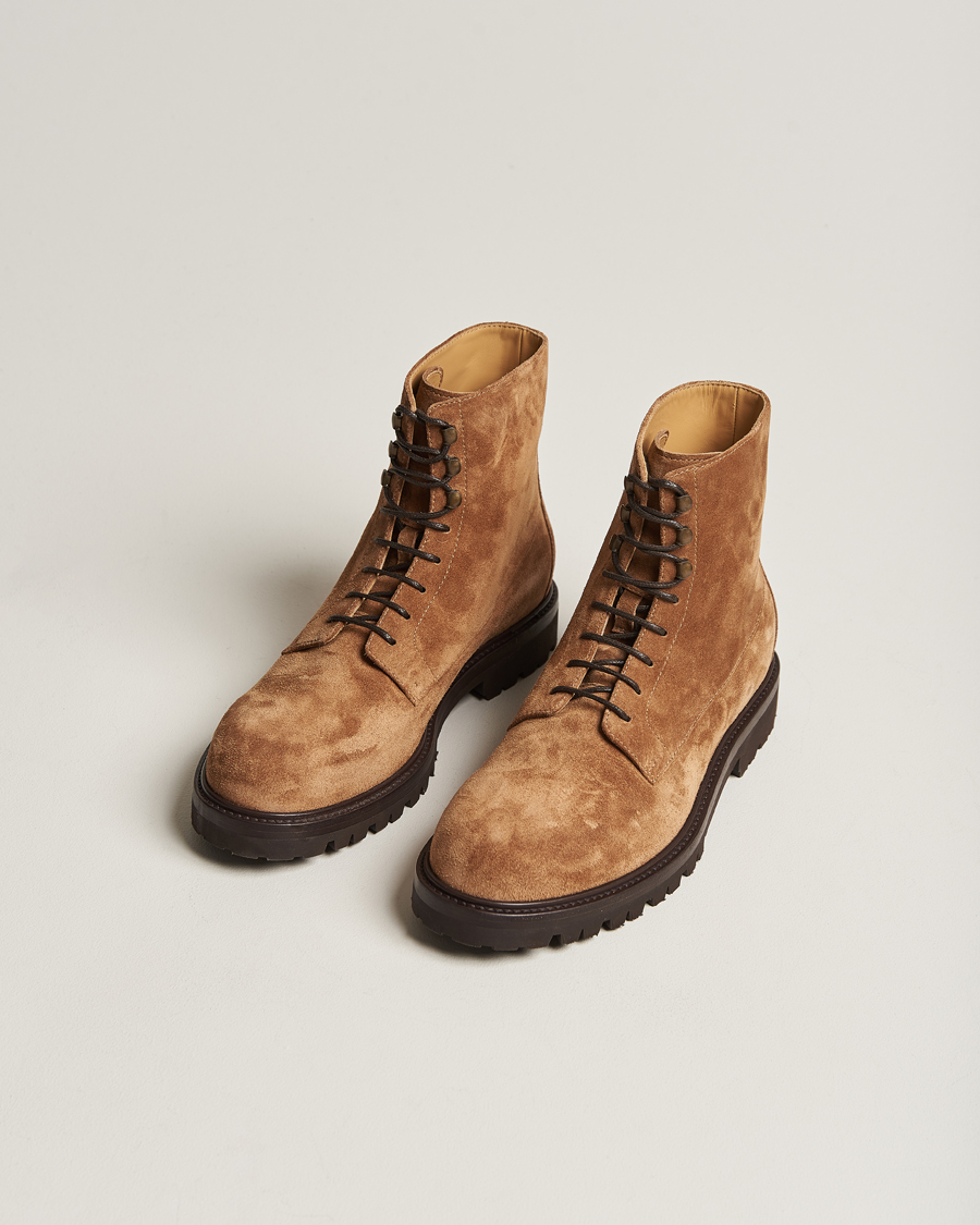 Heren | Handgemaakte schoenen | Brunello Cucinelli | Lace Up Boots Beige Suede