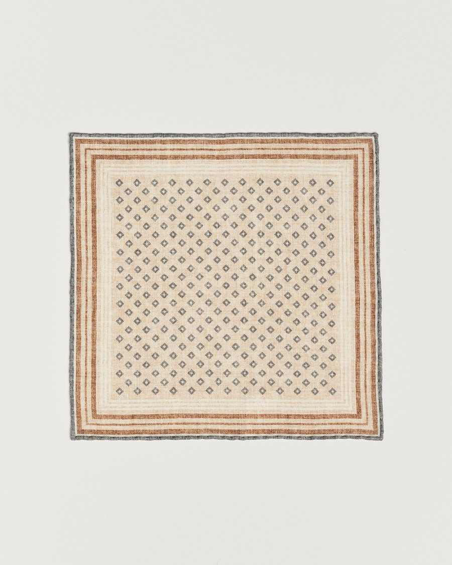 Heren | Brunello Cucinelli Wool Pocket Square Grey/Beige | Brunello Cucinelli | Wool Pocket Square Grey/Beige