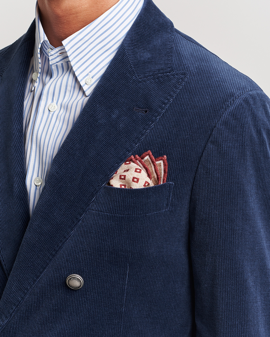 Heren | Pochets | Brunello Cucinelli | Wool Pocket Square Burgundy/Beige