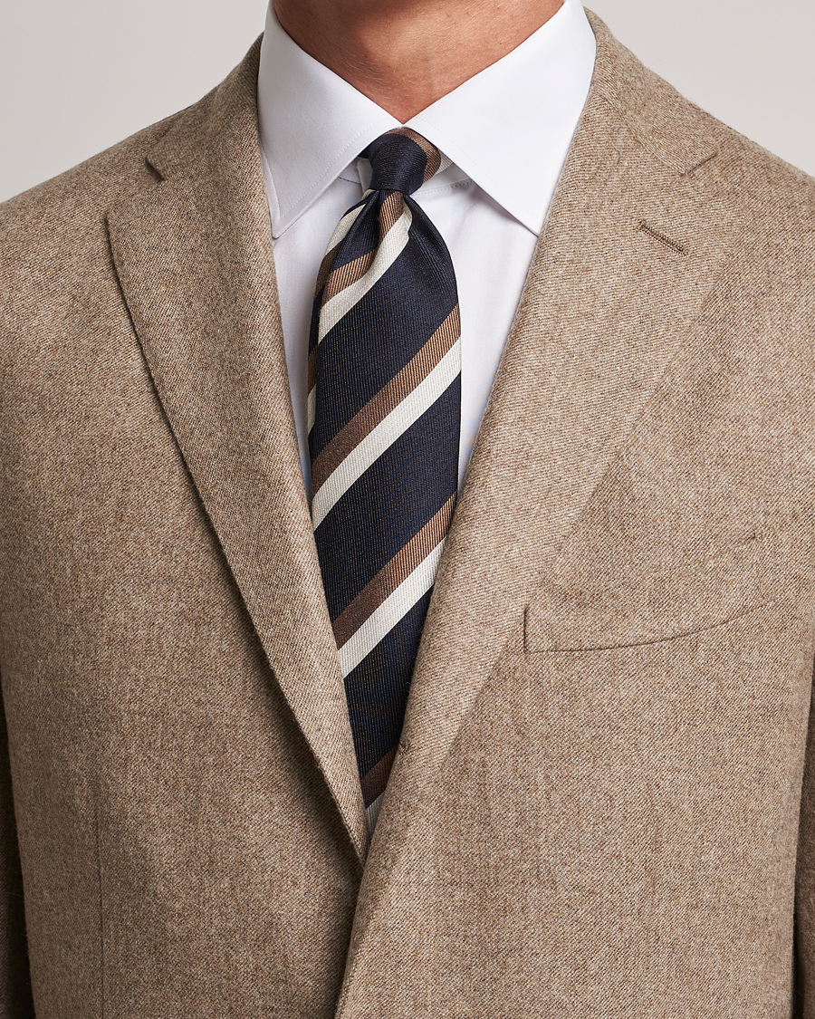 Heren | Brunello Cucinelli Regimental Stripe Tie Navy/Grey | Brunello Cucinelli | Regimental Stripe Tie Navy/Grey