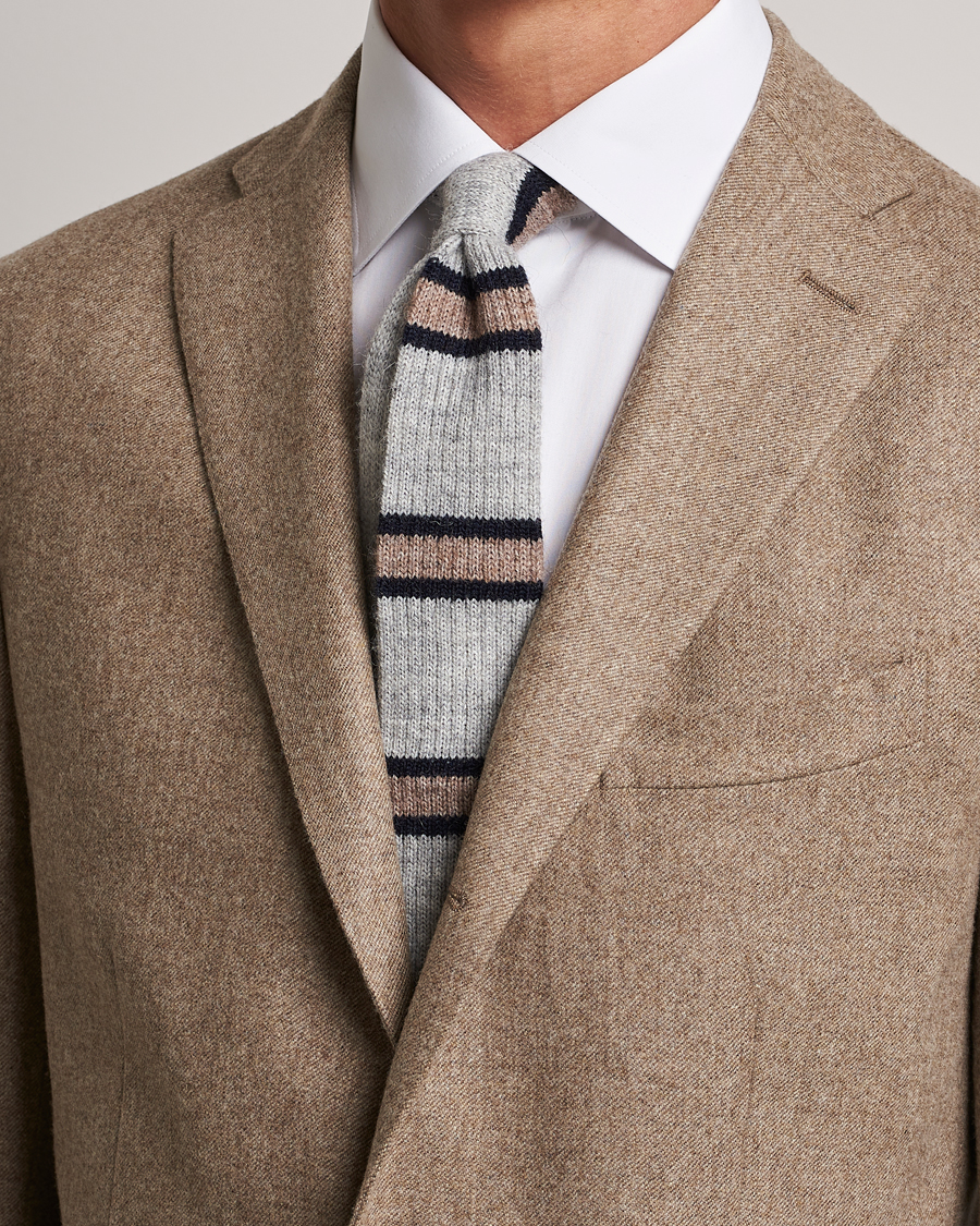 Heren | Brunello Cucinelli | Brunello Cucinelli | Stripe Knit Tie Grey/Navy