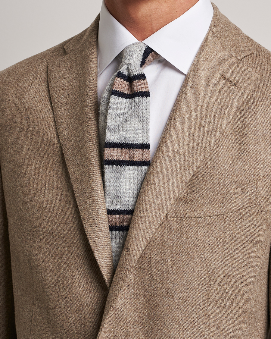 Heren |  | Brunello Cucinelli | Stripe Knit Tie Grey/Navy