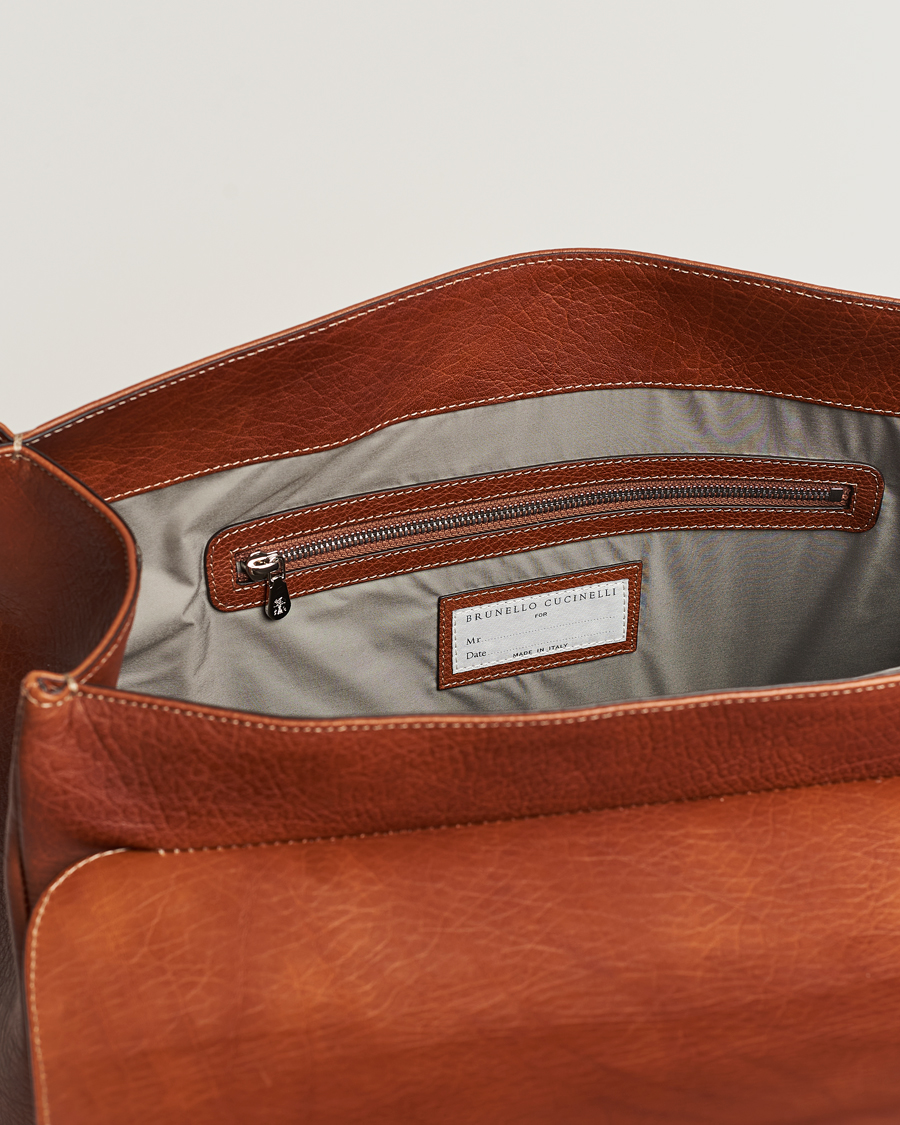 Heren | Brunello Cucinelli Grain Leather Briefcase Cognac | Brunello Cucinelli | Grain Leather Briefcase Cognac