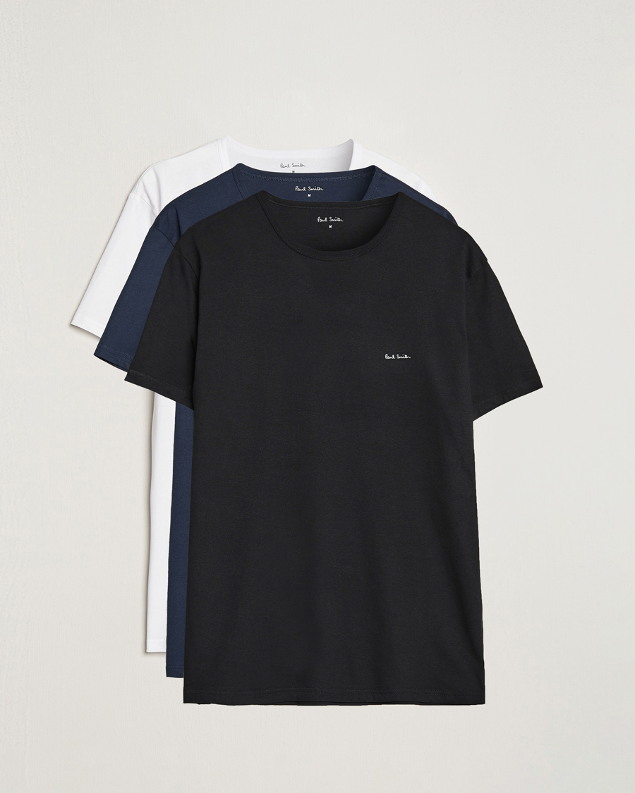 Heren | T-shirts | Paul Smith | 3-Pack Crew Neck T-Shirt Black/Navy/White
