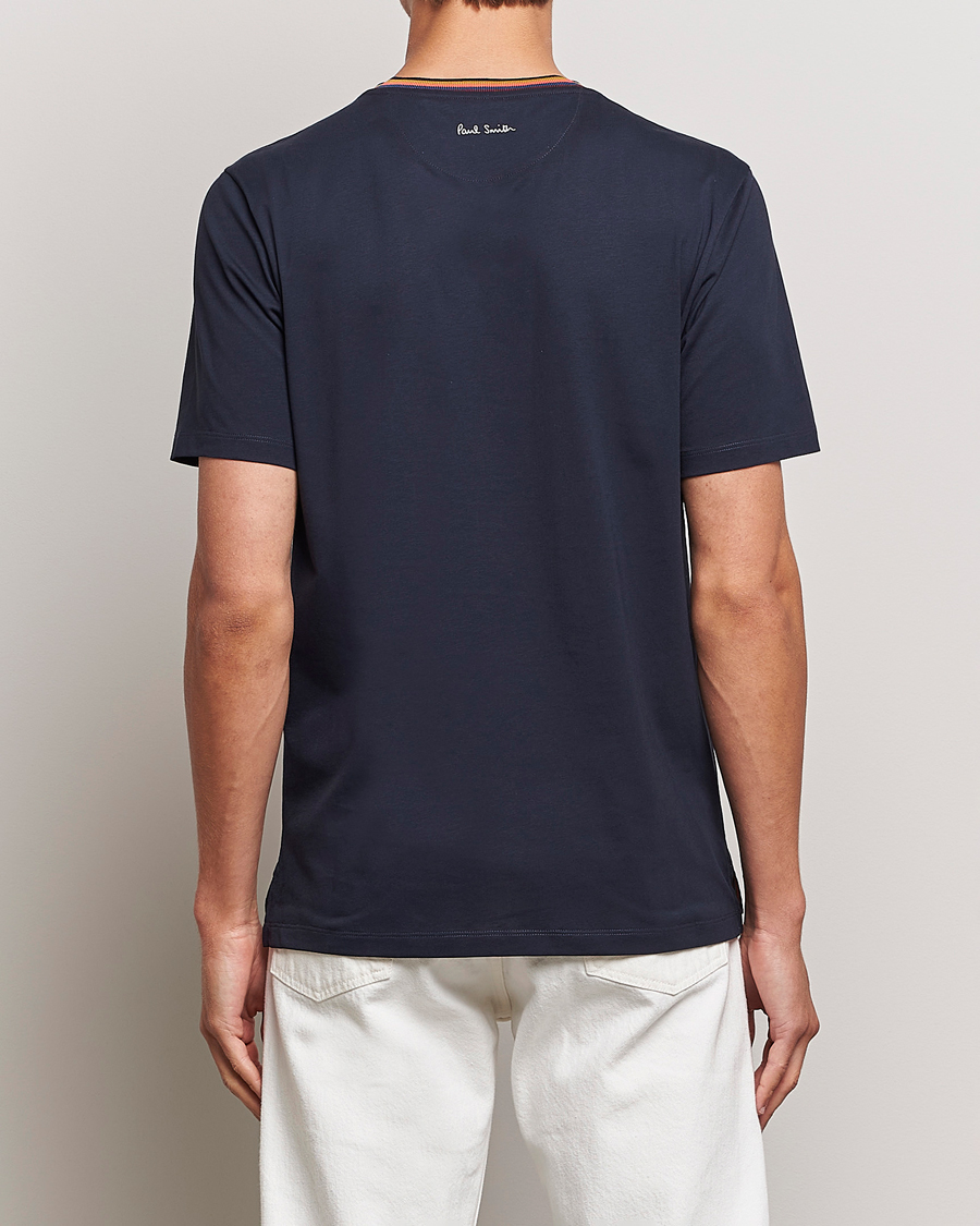 Heren | T-shirts | Paul Smith | Stripe Rib Crew Neck T-Shirt Navy