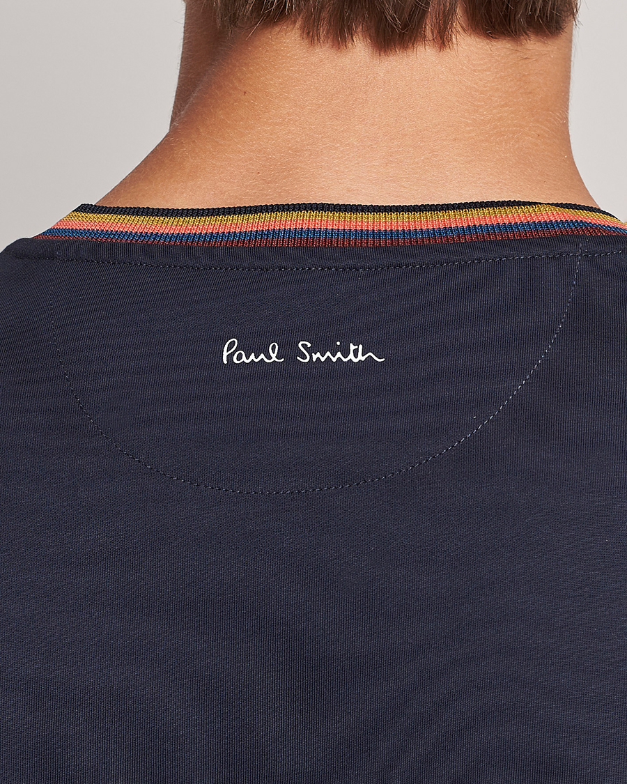 Heren | T-shirts | Paul Smith | Stripe Rib Crew Neck T-Shirt Navy