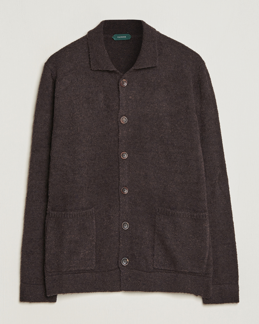 Heren | Truien | Zanone | Boucle Wool Chore Jacket Dark Brown
