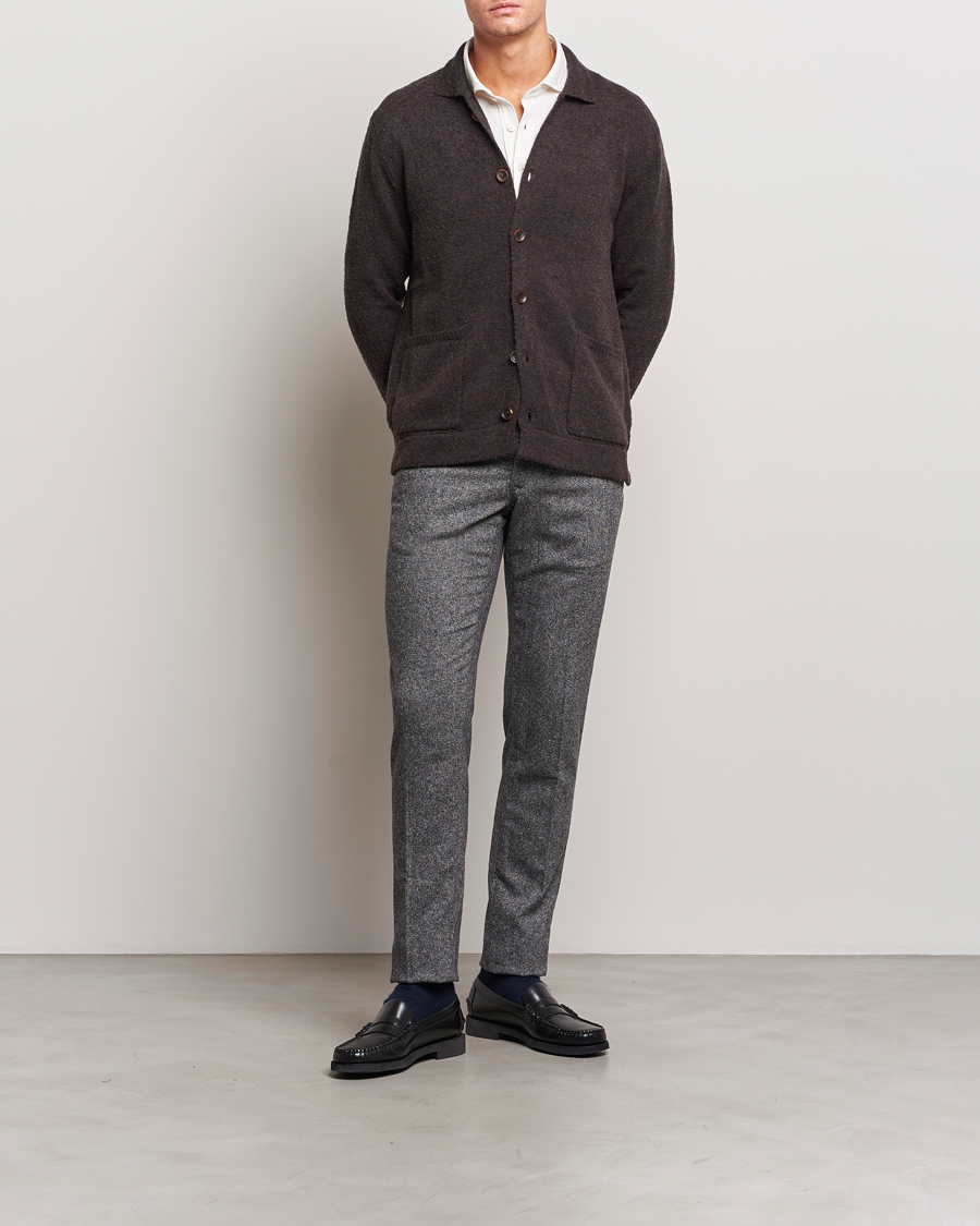 Heren | Truien | Zanone | Boucle Wool Chore Jacket Dark Brown