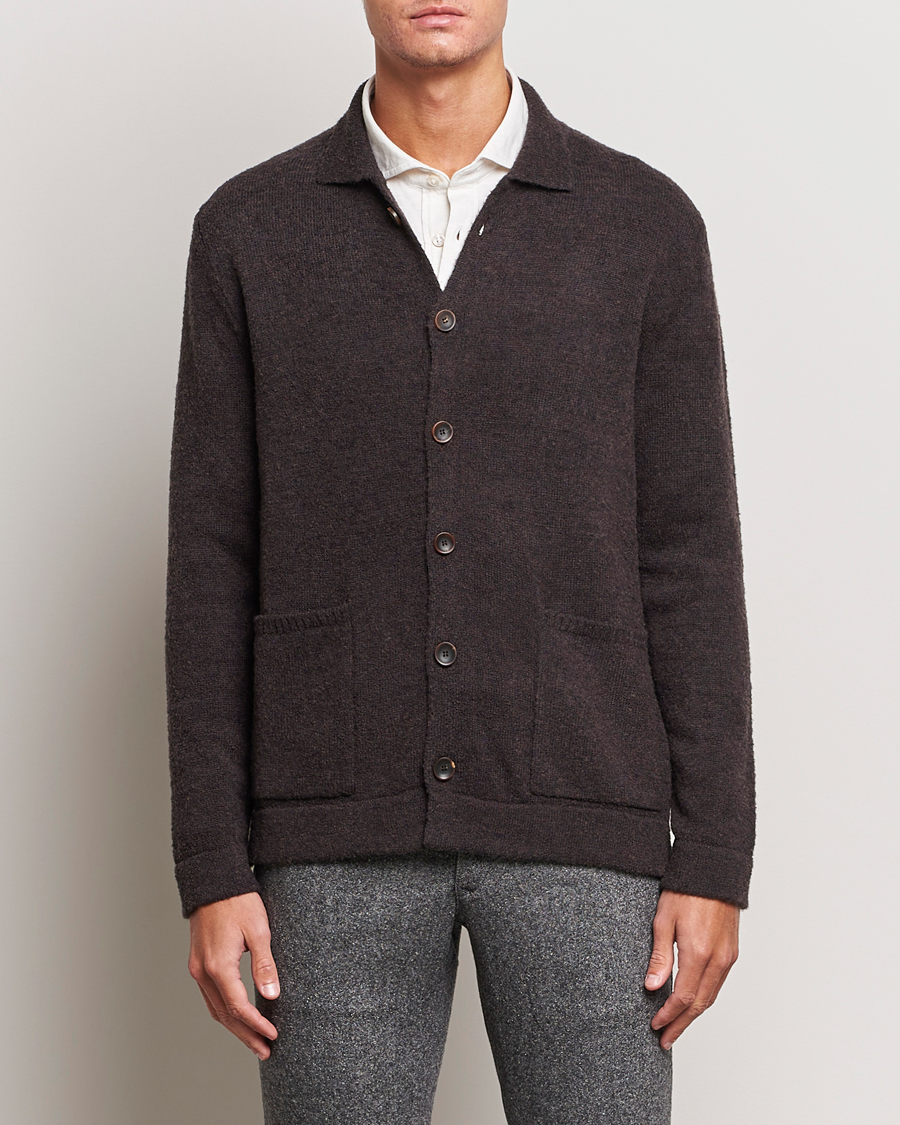Heren | Truien | Zanone | Boucle Wool Chore Jacket Dark Brown