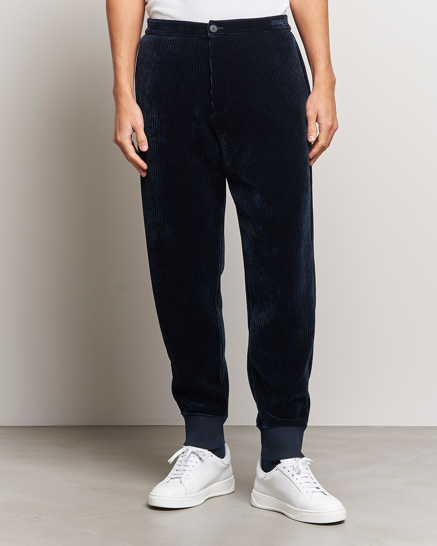 Heren | Broeken | Giorgio Armani | Jersey Corduroy Pants Navy