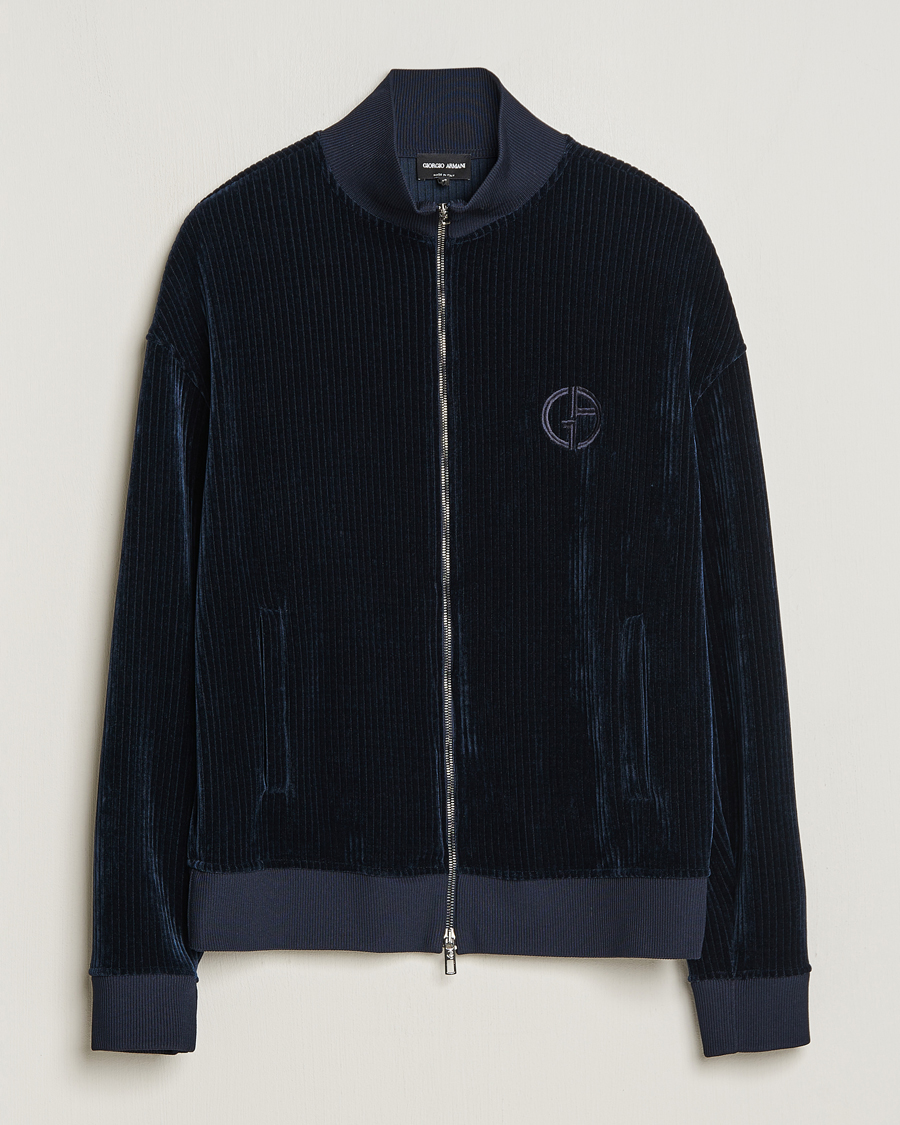 Heren | Truien | Giorgio Armani | Jersey Corduroy Zip Sweater Navy