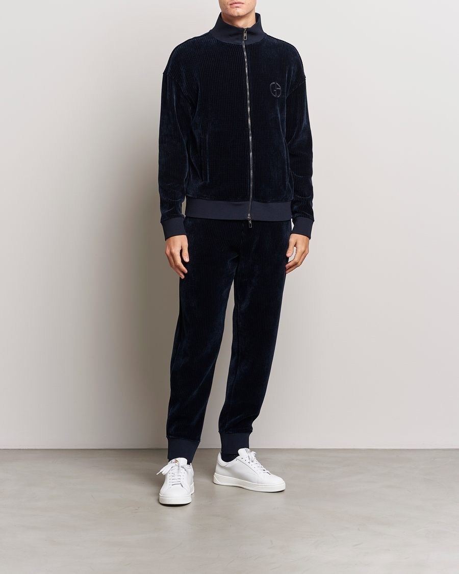 Heren | Truien | Giorgio Armani | Jersey Corduroy Zip Sweater Navy