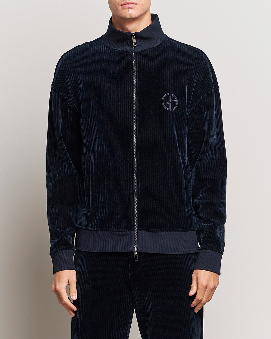 Heren | Truien | Giorgio Armani | Jersey Corduroy Zip Sweater Navy