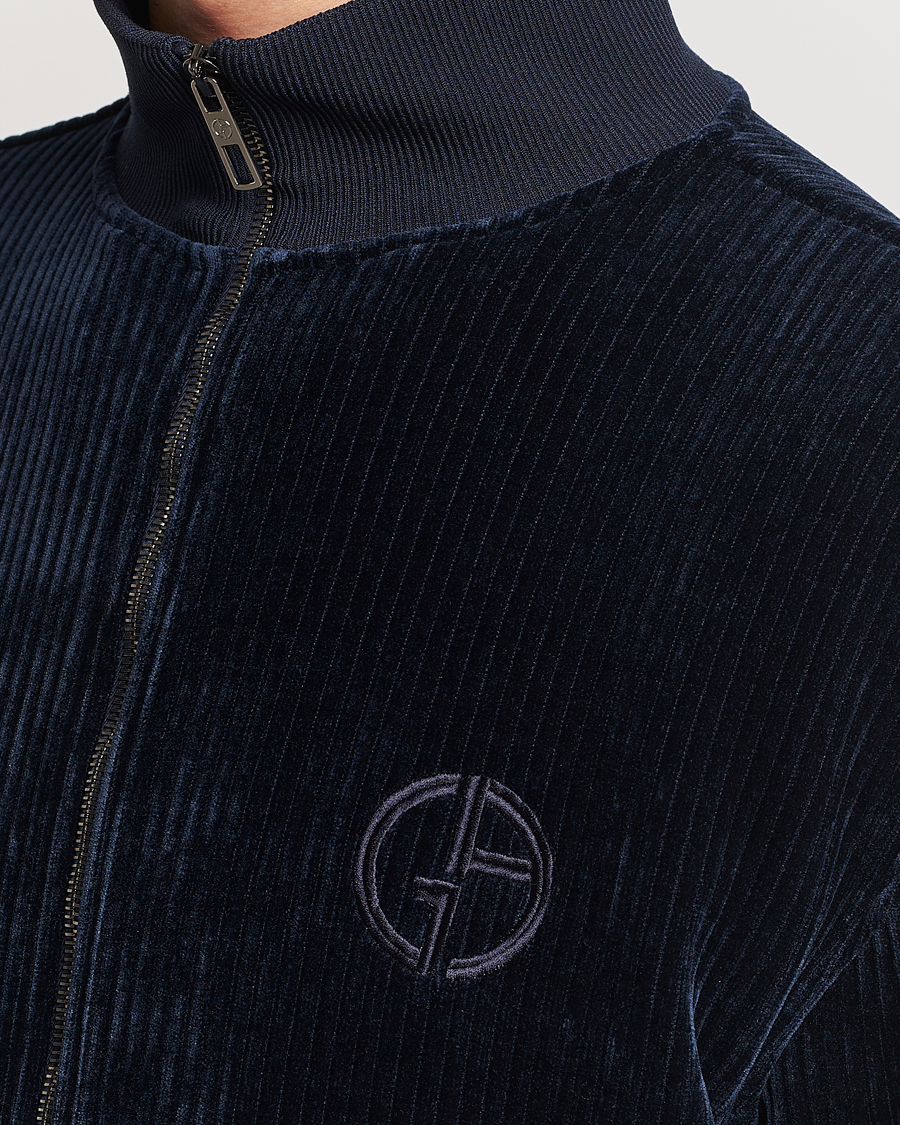 Heren | Truien | Giorgio Armani | Jersey Corduroy Zip Sweater Navy