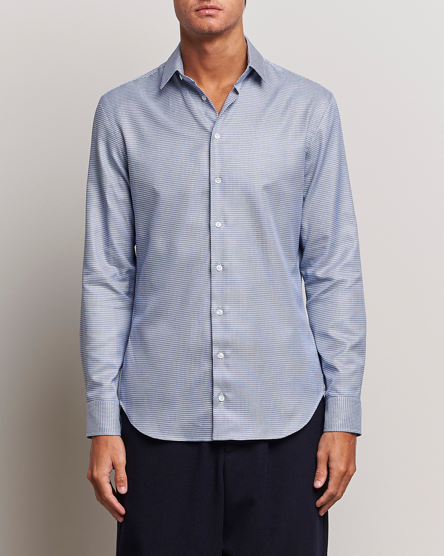 Heren | Giorgio Armani | Giorgio Armani | Micro Structure Dress Shirt Light Blue
