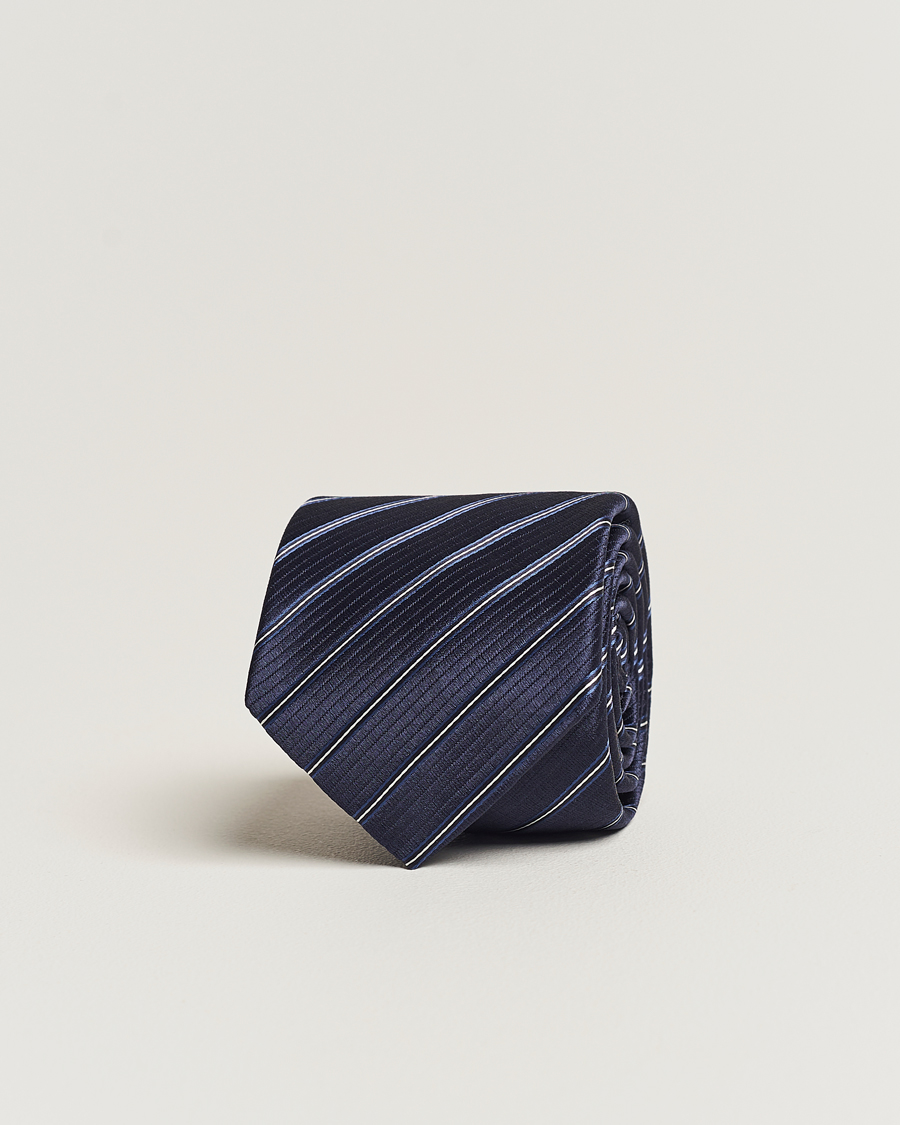 Heren | Giorgio Armani Regimental Stripe Silk Tie Navy | Giorgio Armani | Regimental Stripe Silk Tie Navy