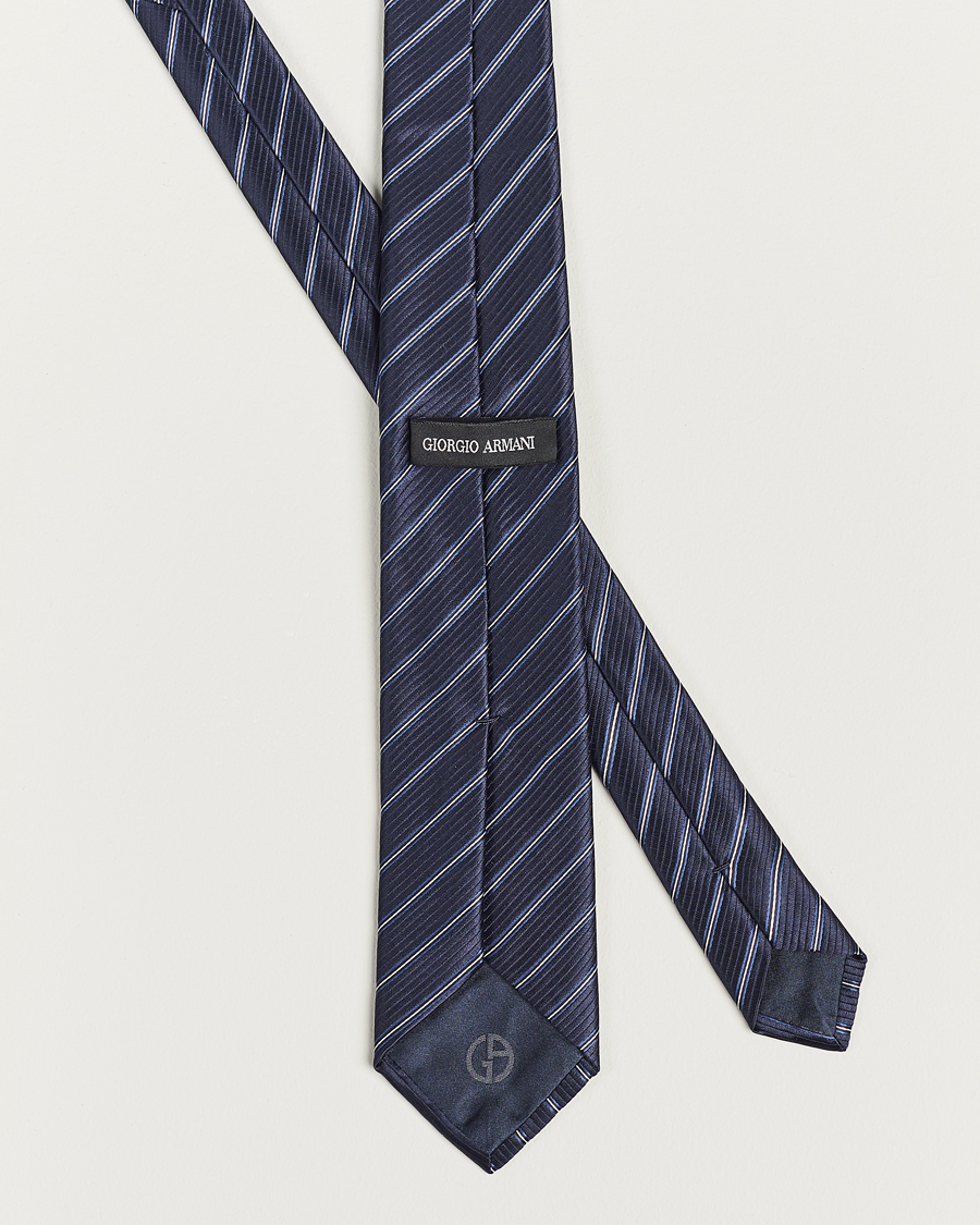 Heren | Giorgio Armani Regimental Stripe Silk Tie Navy | Giorgio Armani | Regimental Stripe Silk Tie Navy