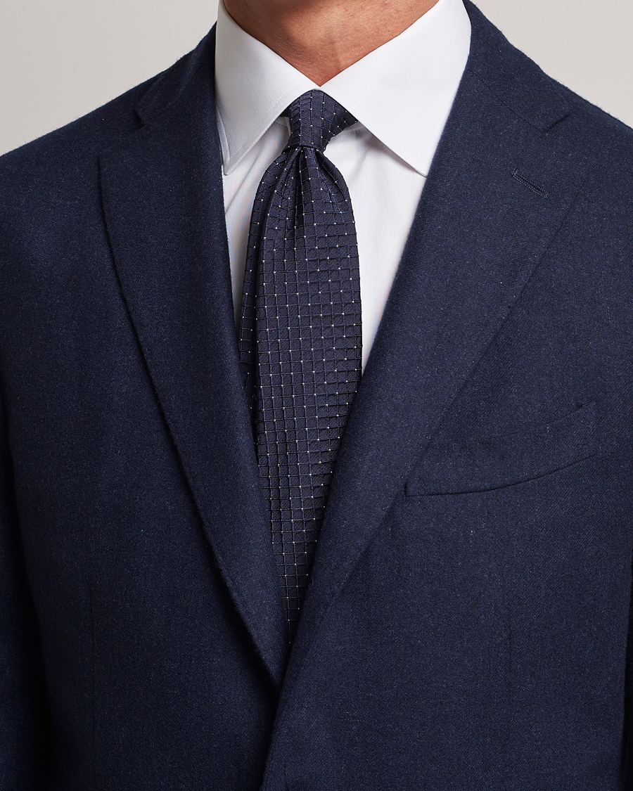 Heren | Giorgio Armani Jacquard Dot Silk Tie Navy | Giorgio Armani | Jacquard Dot Silk Tie Navy