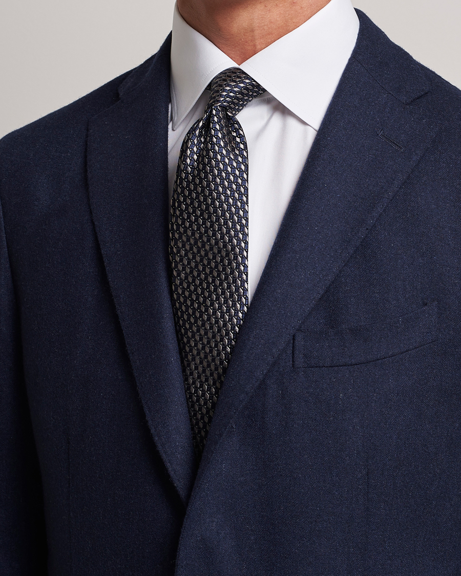 Heren |  | Giorgio Armani | Jacquard Silk Tie Navy/Grey