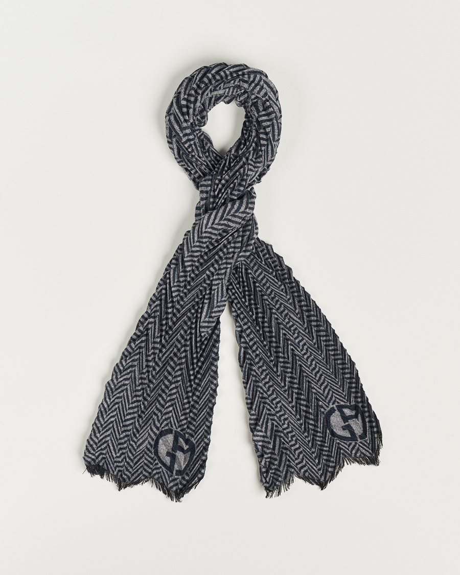 Heren | Giorgio Armani Cashmere Chevron Scarf Navy/Grey | Giorgio Armani | Cashmere Chevron Scarf Navy/Grey