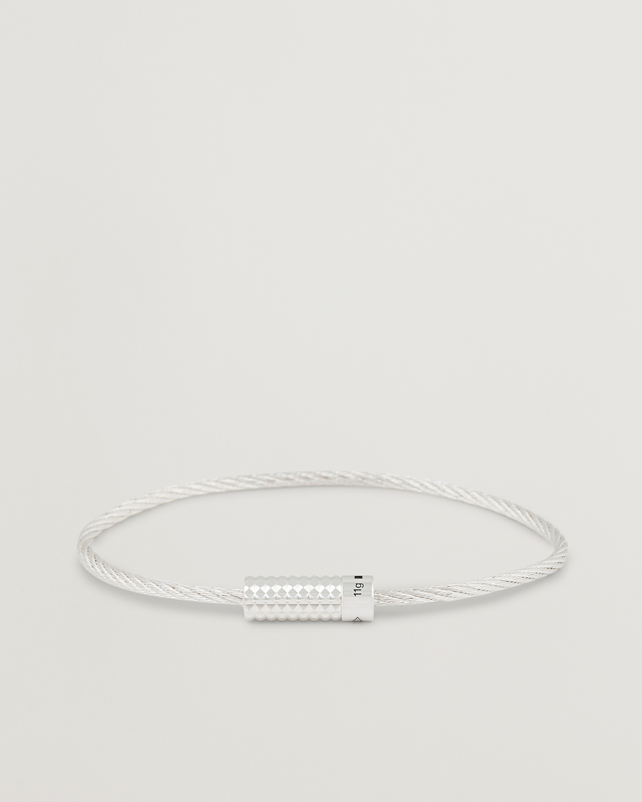 Heren | LE GRAMME | LE GRAMME | Pyramid Guilloche Cable Bracelet Sterling Silver 9g