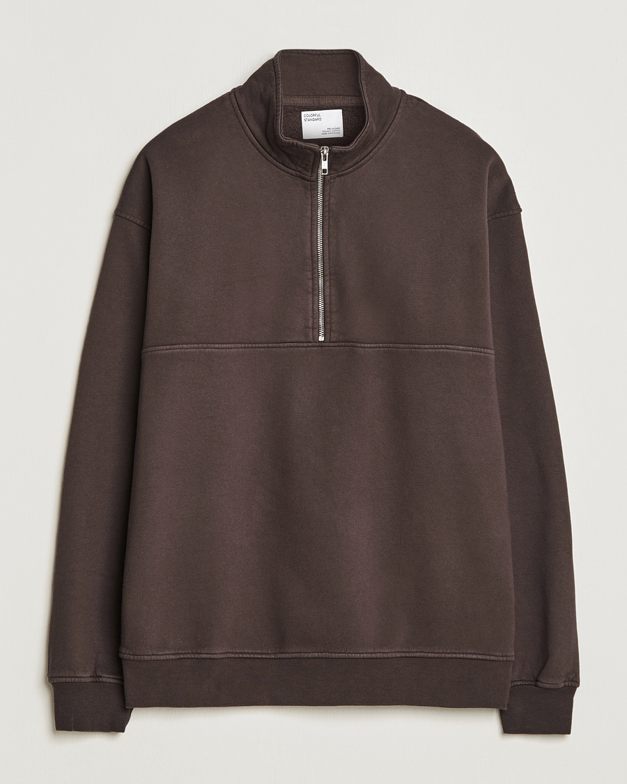 Heren | Truien | Colorful Standard | Classic Organic Half-Zip Coffee Brown