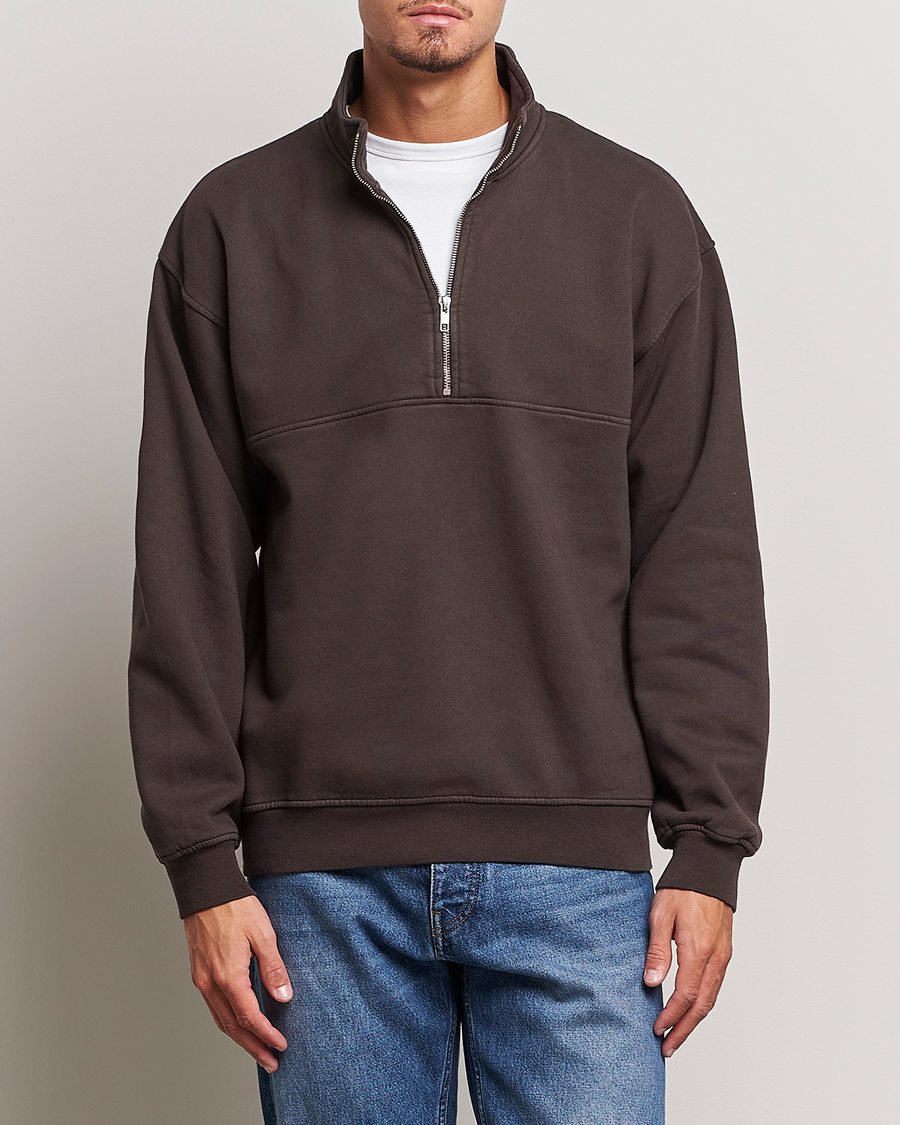 Heren | Truien | Colorful Standard | Classic Organic Half-Zip Coffee Brown