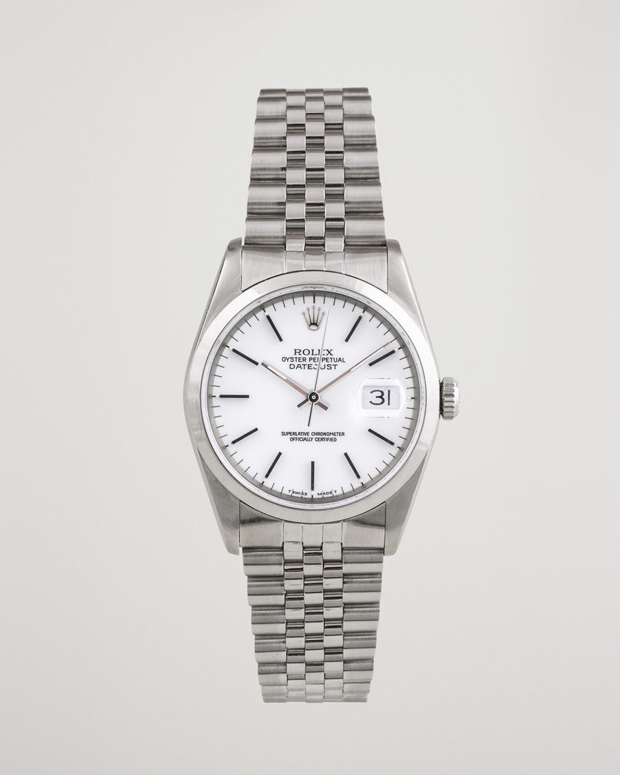 Heren | Rolex Pre-Owned Datejust 16200 Oystert Perpetual Steel White Steel White | Rolex Pre-Owned | Datejust 16200 Oystert Perpetual Steel White Steel White