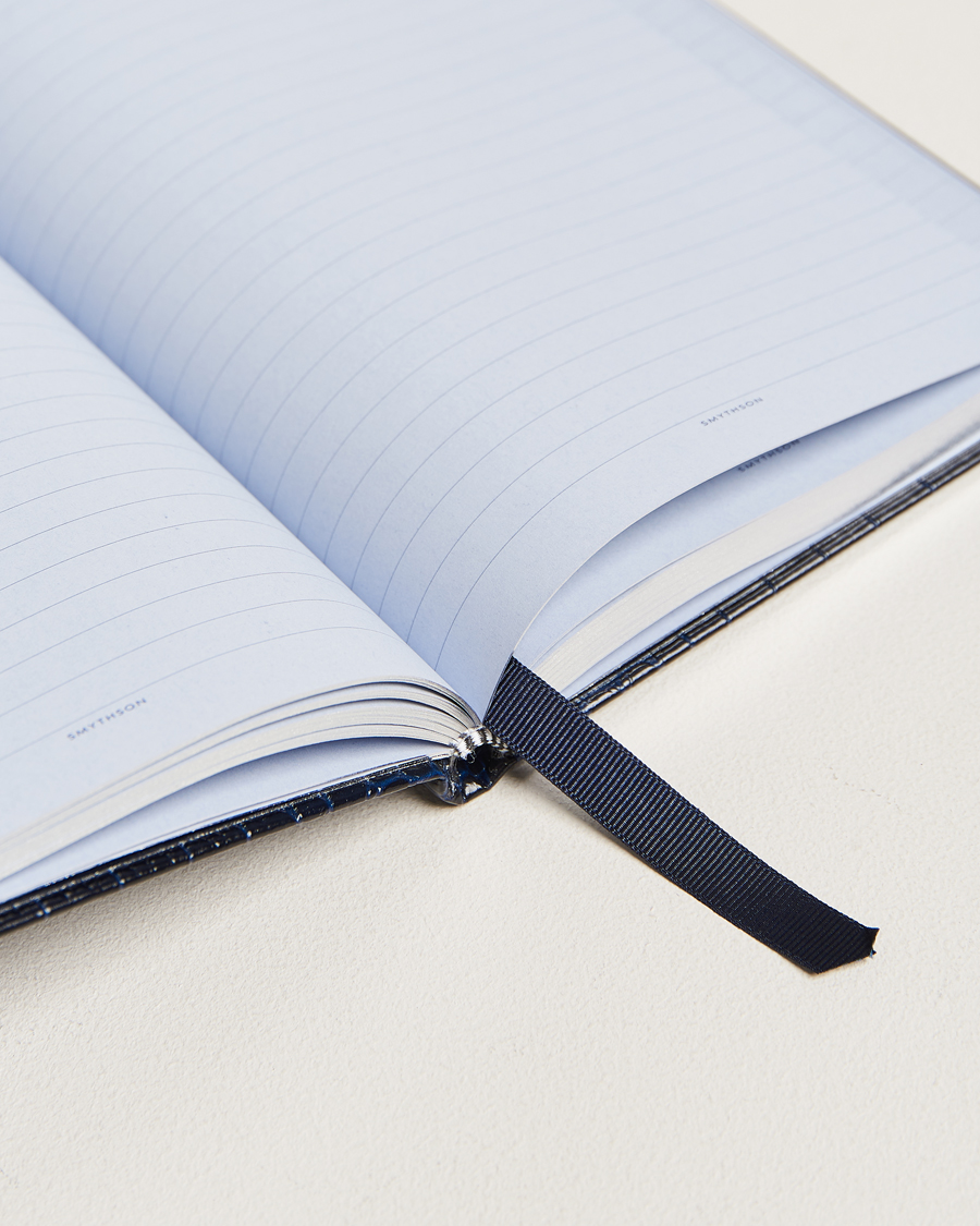 Heren | Notitieboekjes | Smythson | Mara Leather Notebook Navy