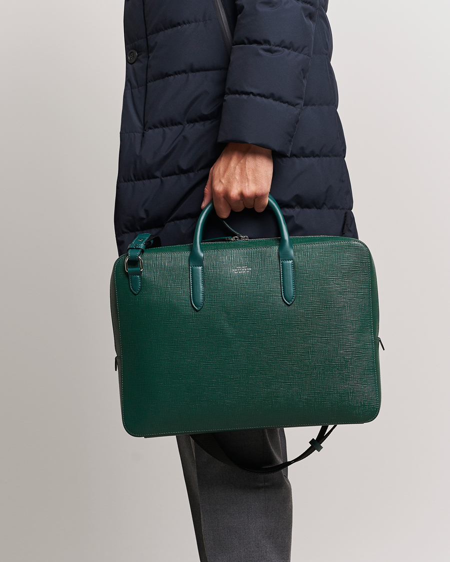 Heren | Aktetassen | Smythson | Panama Lightweight Briefcase Forest Green