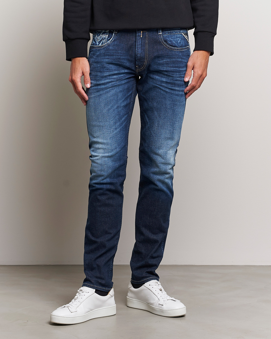 Heren | Blauwe jeans | Replay | Anbass Super Stretch Bio Jeans Dark Blue