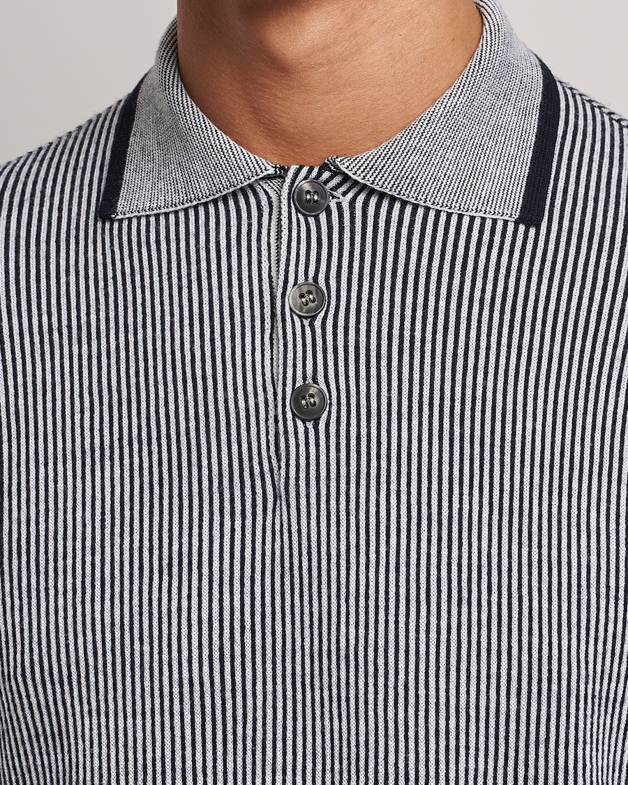 Heren | Truien | Giorgio Armani | English Rib Knitted Polo Shirt Navy/White