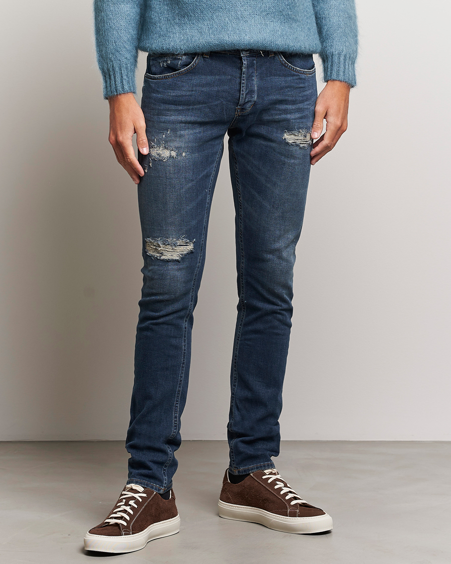 Heren | Jeans | Dondup | George Destroyed Jeans Dark Blue
