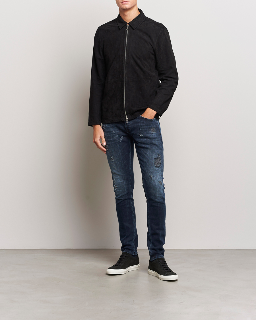 Heren | Jeans | Dondup | George Destroyed Jeans Blue Black