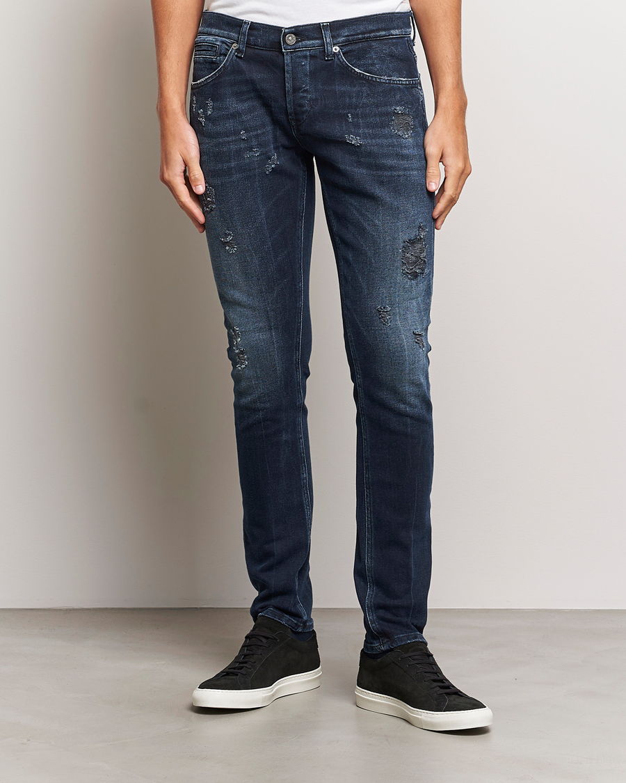 Heren | Jeans | Dondup | George Destroyed Jeans Blue Black